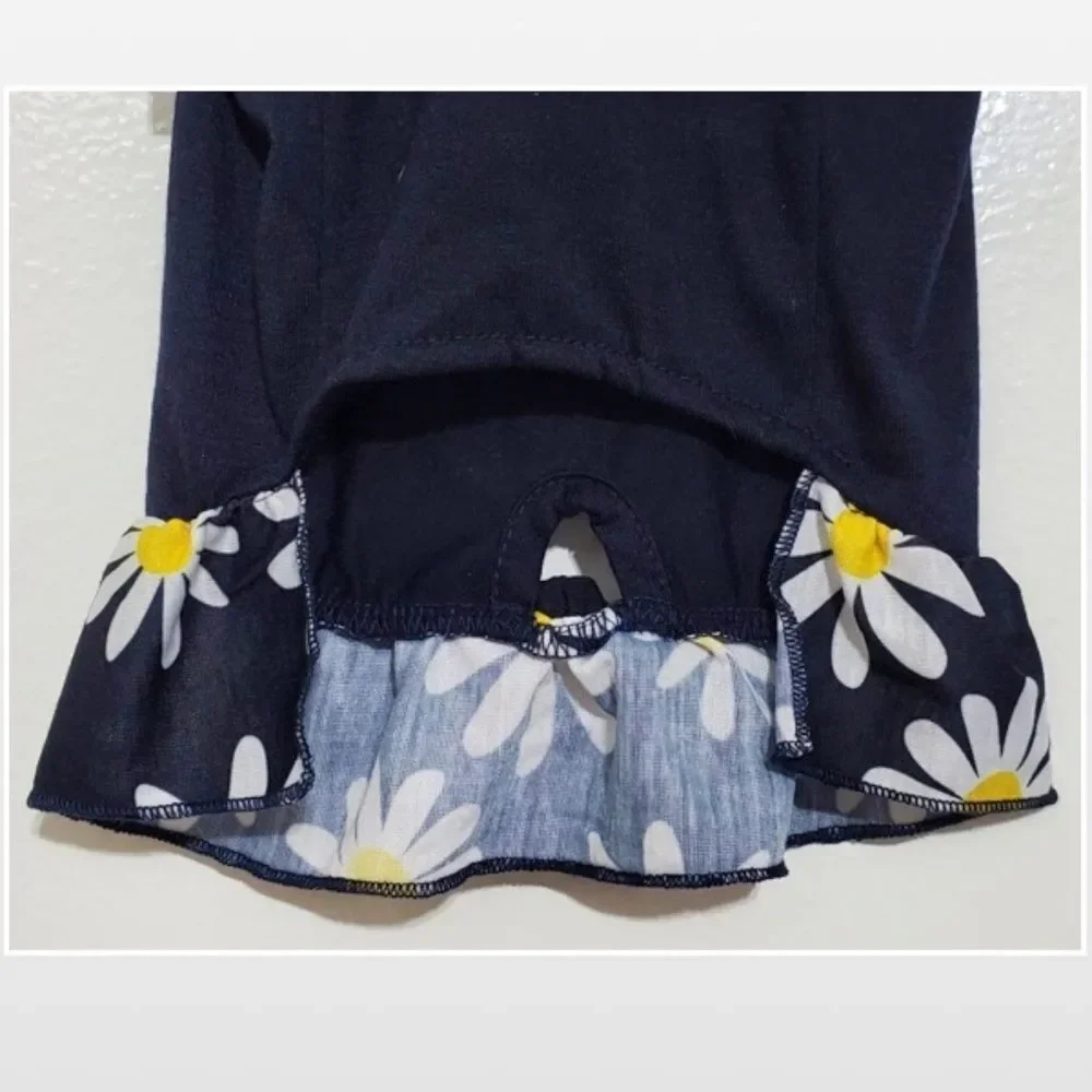 New Dress Animal Dog Small Blue White Yellow Flowers Peace Nature NWT